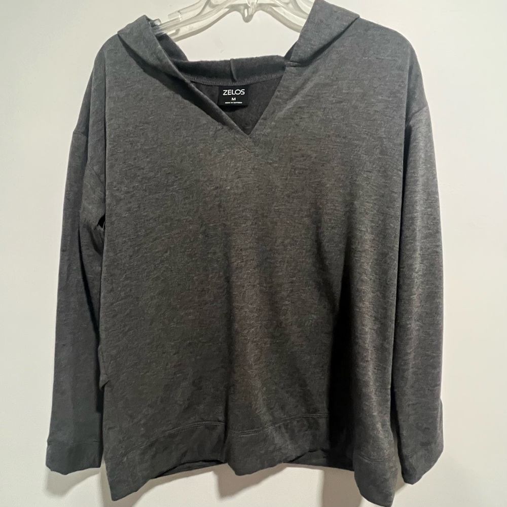ZELOS Simple Plain Asymmetrical Pullover Hoodie